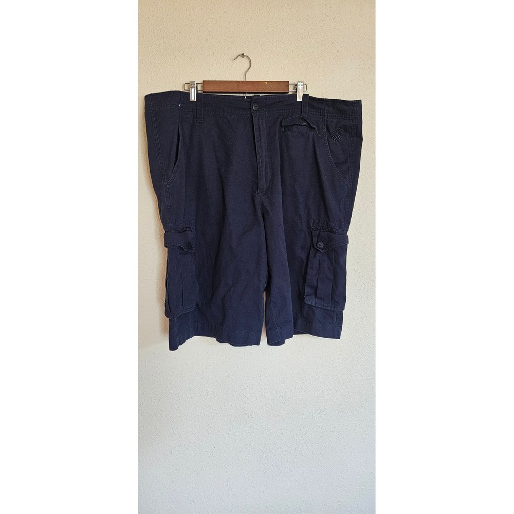 Rocawear Mens Navy Blue Cotton Cargo Shorts Size 46 Utility Multi Pocket Classic